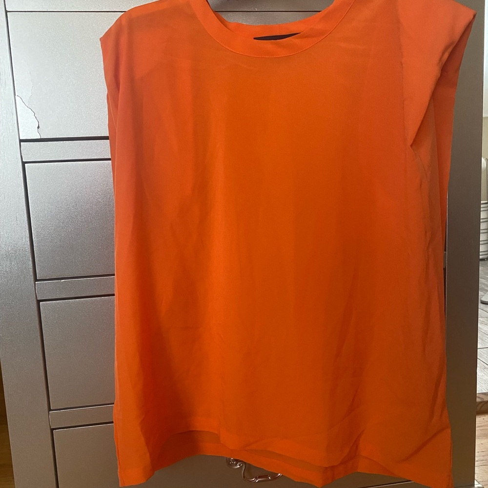 French Connection Orange Sleeveless Top, NWOT, Size Large